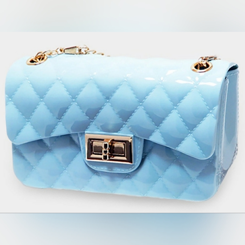 Elegant Light Blue Quilted Women's Bag
